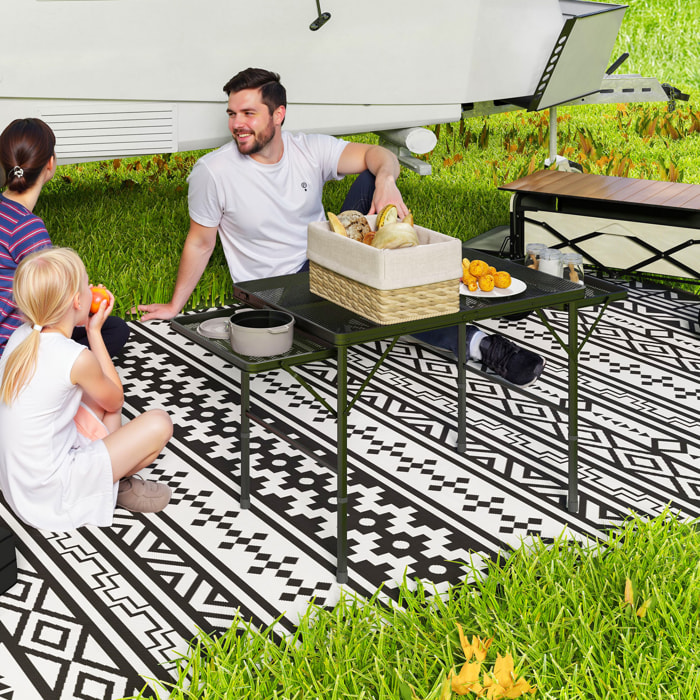 Mesa Plegable Camping de Aluminio 137x62x67 cm con Laterales Abatibles y Altura Ajustable Mesa Plegable Portátil Ligera con Encimera Metálica de Rejilla para Acampar Senderismo Playa Negro