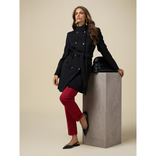 Oltre - Double-breasted coat with belt - Negro