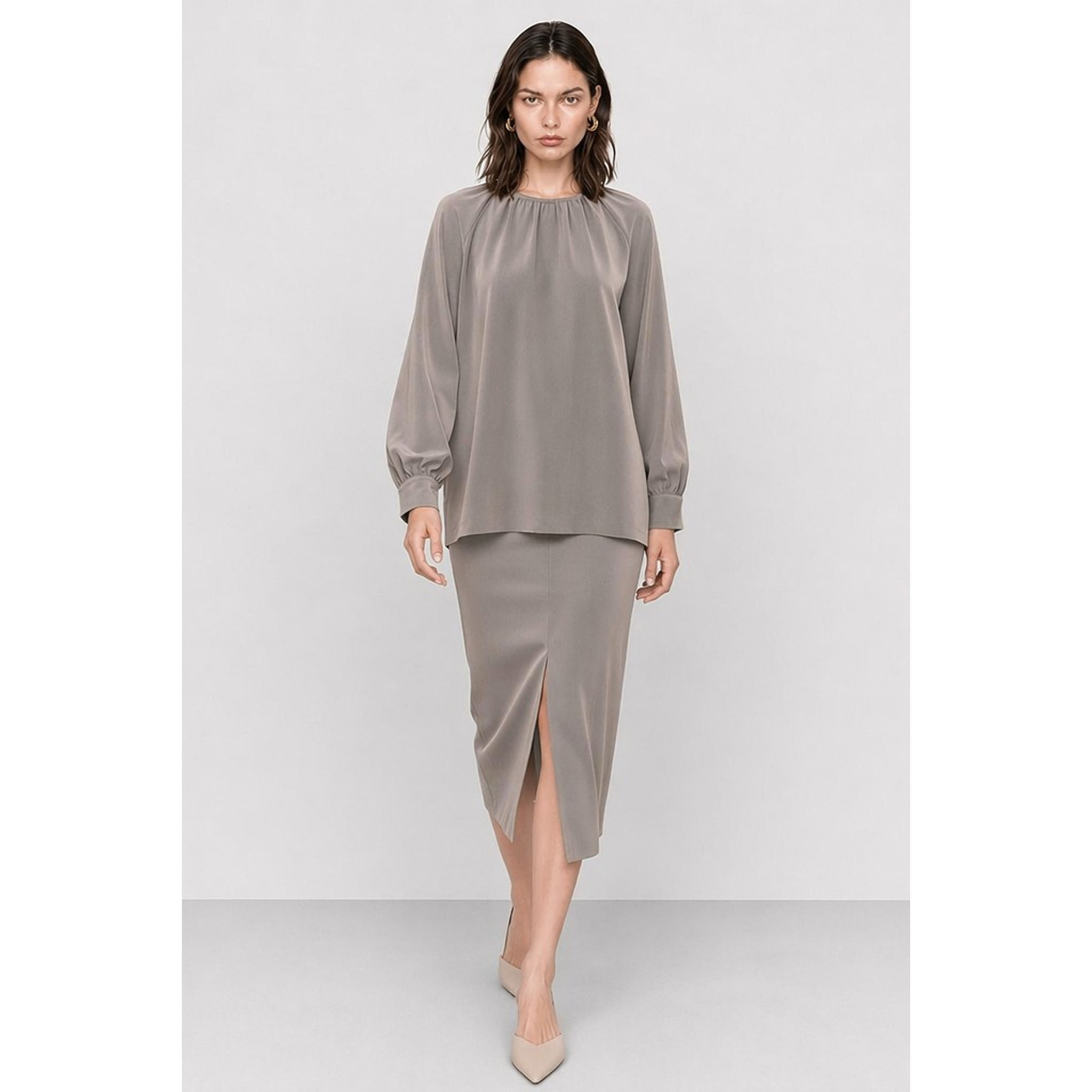 Kocca - Blusa da donna a maniche lunghe con scollo rotondo Donna