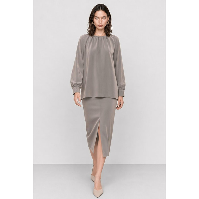 Kocca - Blusa da donna a maniche lunghe con scollo rotondo Donna