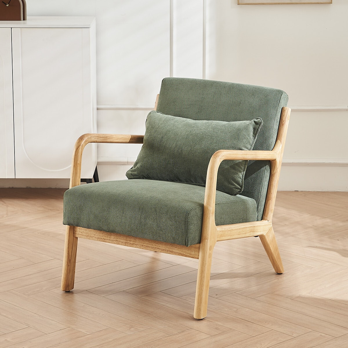 Fauteuil en bois et velours côtelé - LANNA