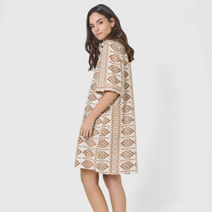 Vestido corto camisero hilo bora marrón