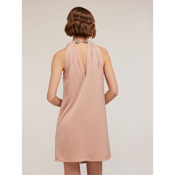 Motivi - Minivestido de raso con detalle de collar - Rosa