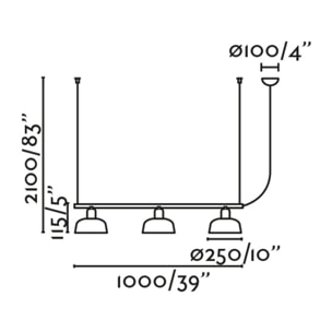 TATAWIN M Lampe suspension linéaire noire
