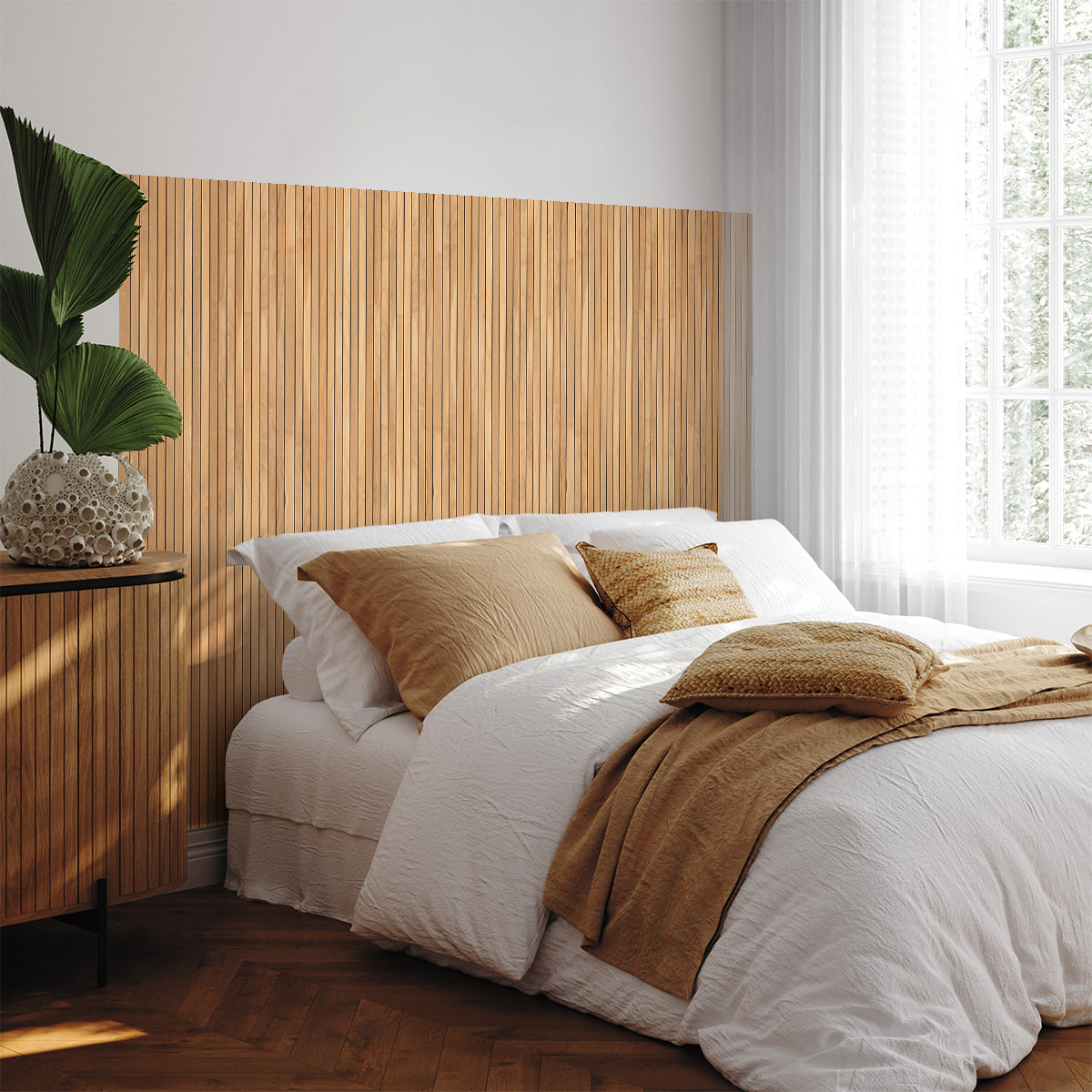 Rouleau revêtement adhésif vinyle au mètre - Sticker mural tête de lit - BOIS SCANDINAVE