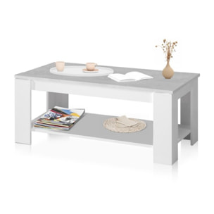 Mesa de centro elevable Lya Blanco Artik (Blanco Mate) - Gris Cemento