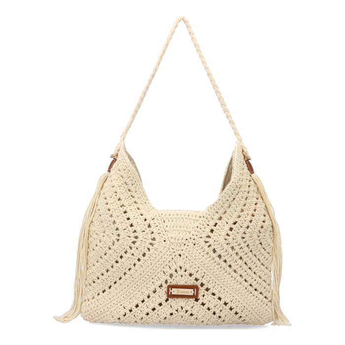 Bolso de hombro para mujer, material de rafia, diseño elegante y moderno ideal para verano