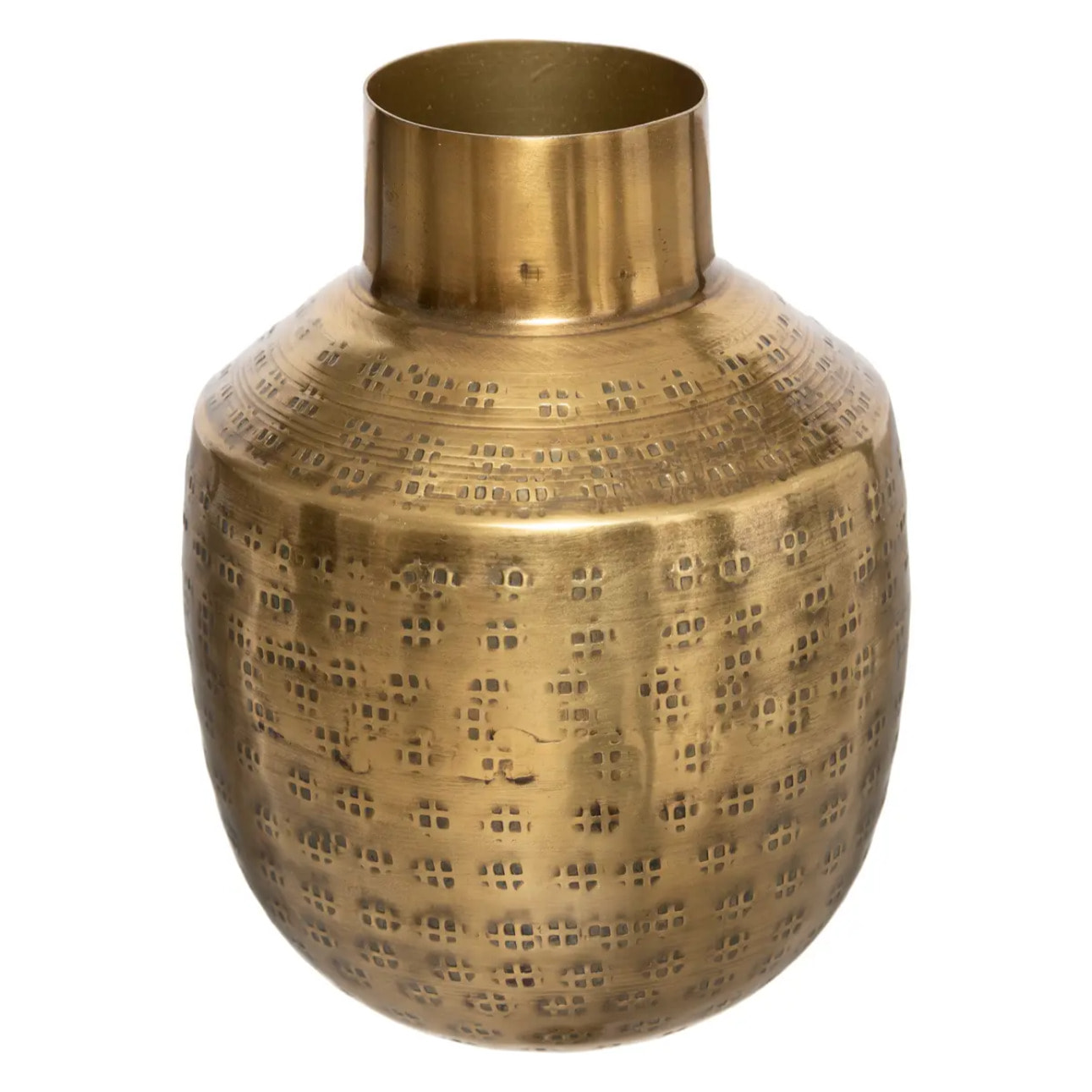 Vase "Oasis" métal martelé doré H15cm