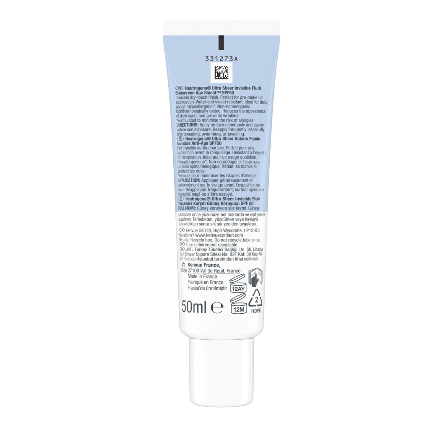 Ultra Sheer SPF 50 - Fluide Solaire Invisible Ultra Sheer Anti-Âge 50ml
