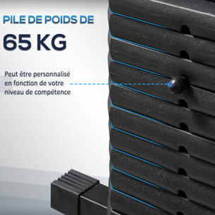 Station de musculation - entrainement complet - développé couché, butterfly, barre latissimus, curler, bande résistance - 12 contrepoids - acier noir
