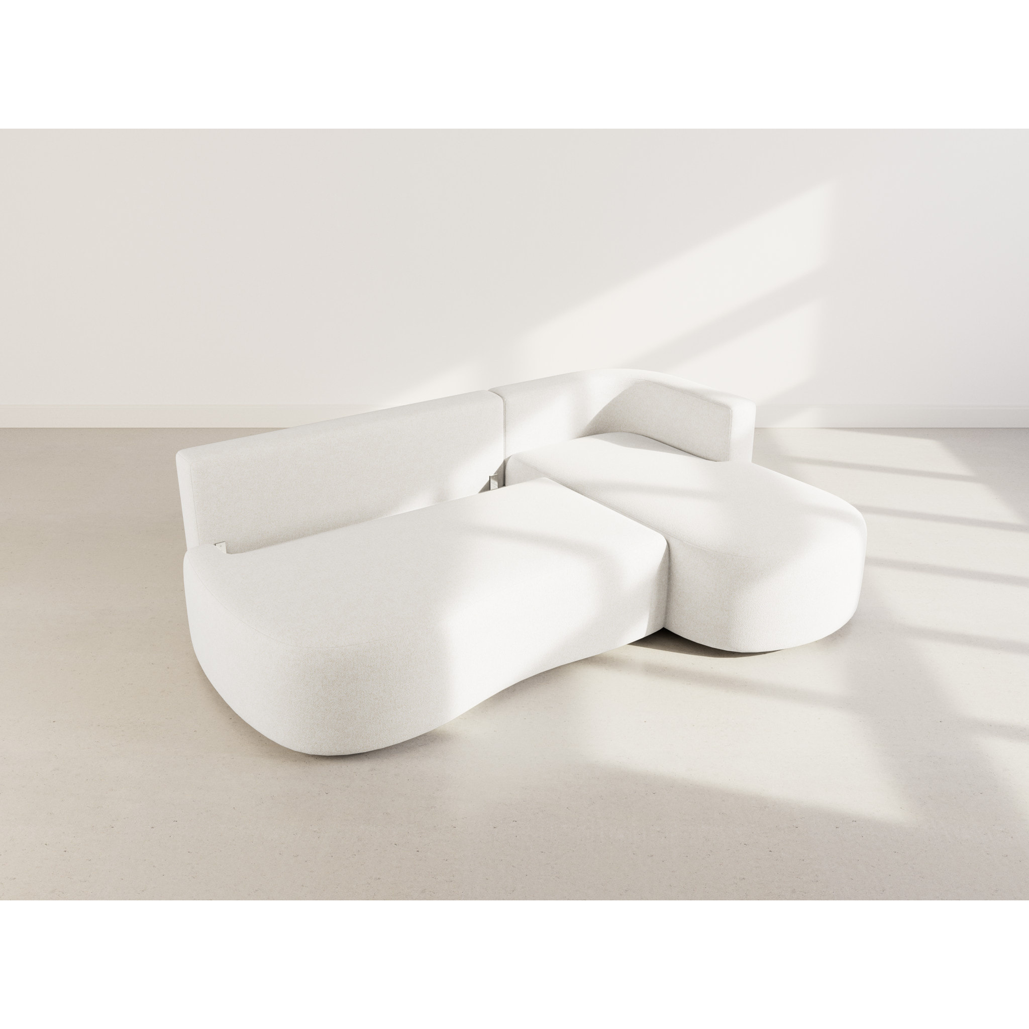 Mahina - canapé d'angle droit 4 places convertible avec coffre en tissu texturé - Beige