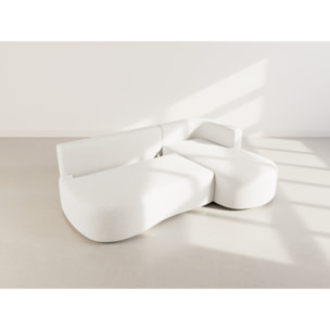 Mahina - canapé d'angle droit 4 places convertible avec coffre en tissu texturé - Beige