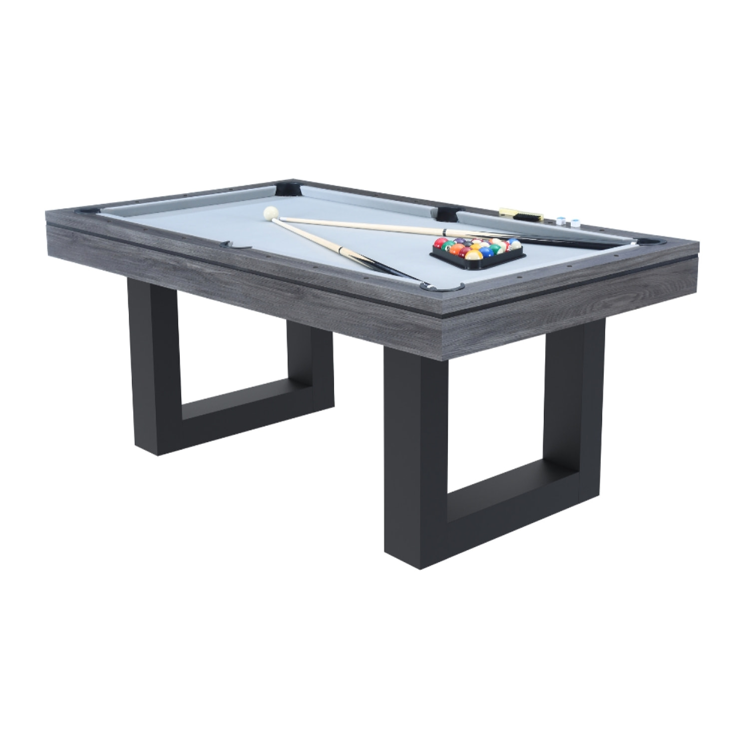 Table multi-jeux 3 en 1 billard et ping pong en bois gris  ARIES