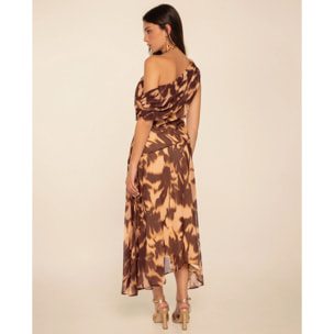 Vestido midi asimétrico estampado