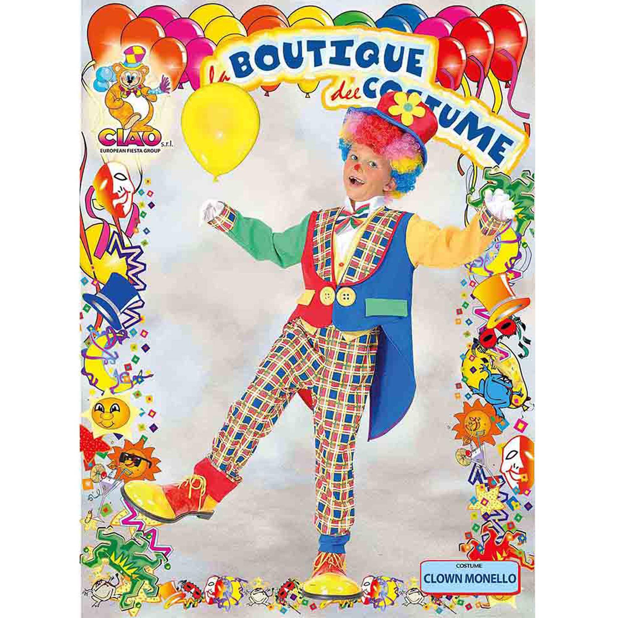 Costume Carnevale Multicolore Clown Pagliaccio Monello Bambino