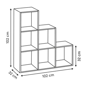 Étagère Mix'N Modul 6 cases escalier 32x102cm blanc