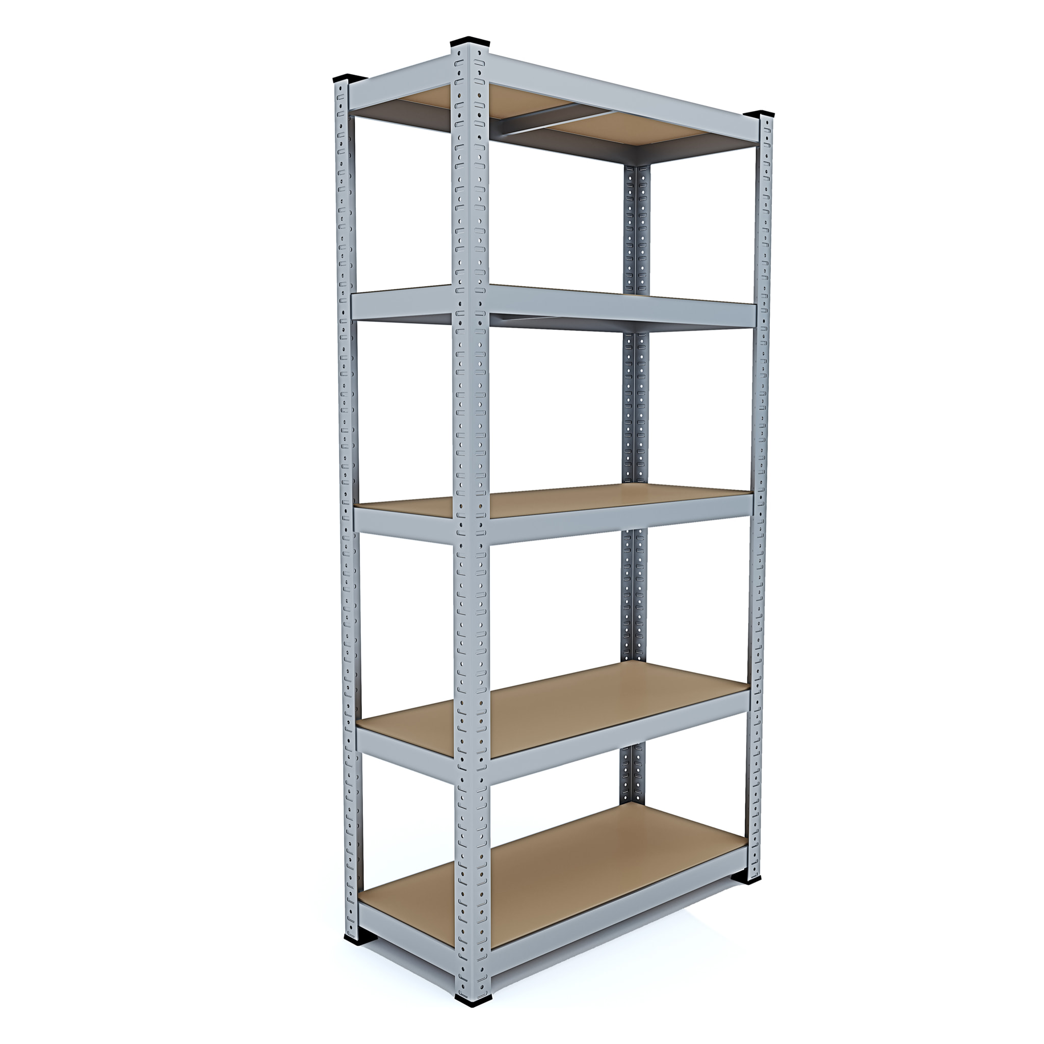 Set di 2 Scaffali In Metallo e MDF - Alta Portata Fino a 875 kg - 5 Ripiani Per Garage Officina Cantina Magazzino - Modulare - Argento - 180x90x40 cm