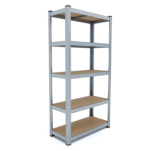 Set di 2 Scaffali In Metallo e MDF - Alta Portata Fino a 875 kg - 5 Ripiani Per Garage Officina Cantina Magazzino - Modulare - Argento - 180x90x40 cm