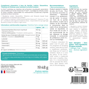 INELDEA SANTE NATURELLE - Visioteine  - Favorise le maintien de l'acuité et le confort visuel - Protège les cellules contre le stress oxydatif - 30 gélules végétales - Sans Gluten - Cure 30j