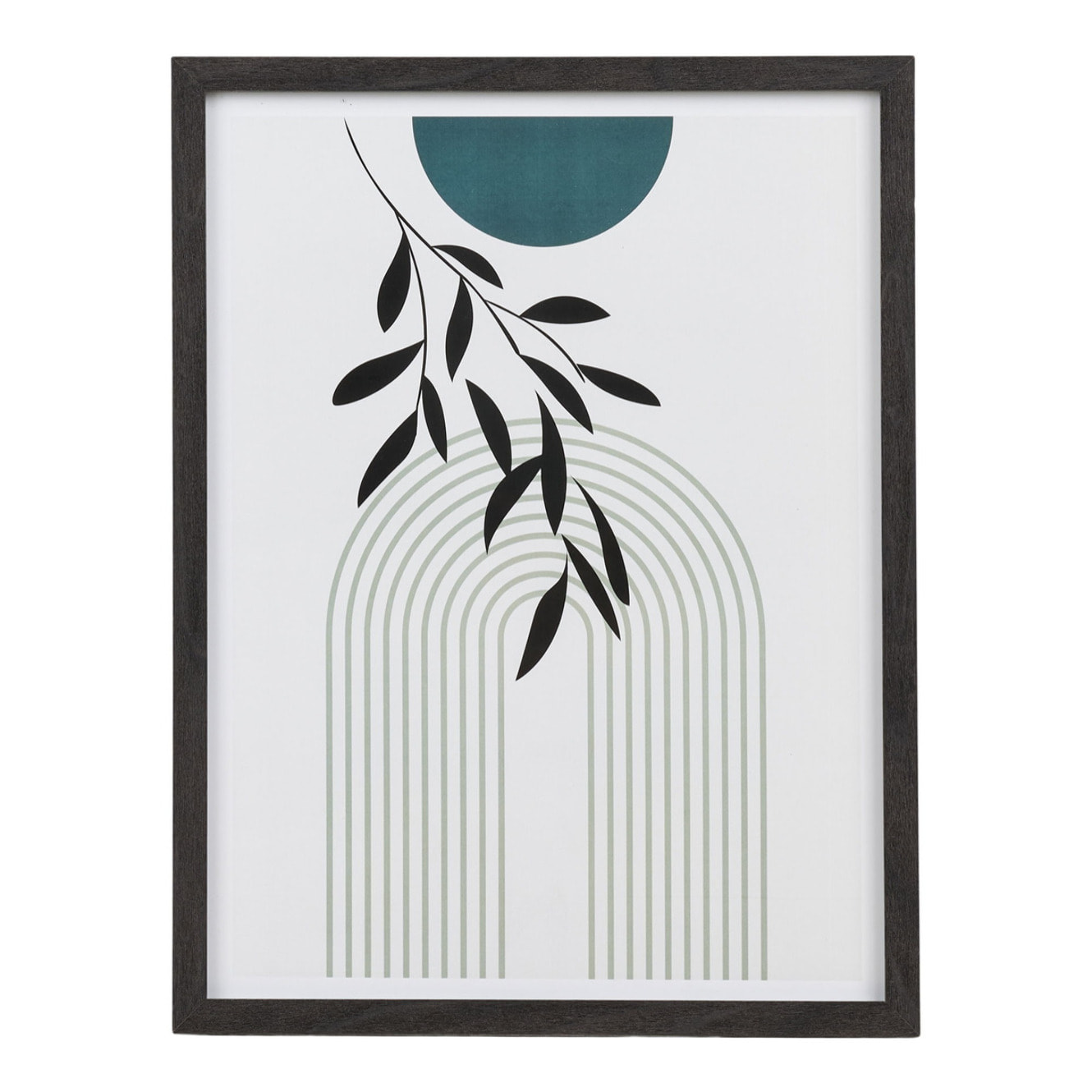 Set 3 cornici Aspen in MDF nero con stampe botaniche — 2 formati