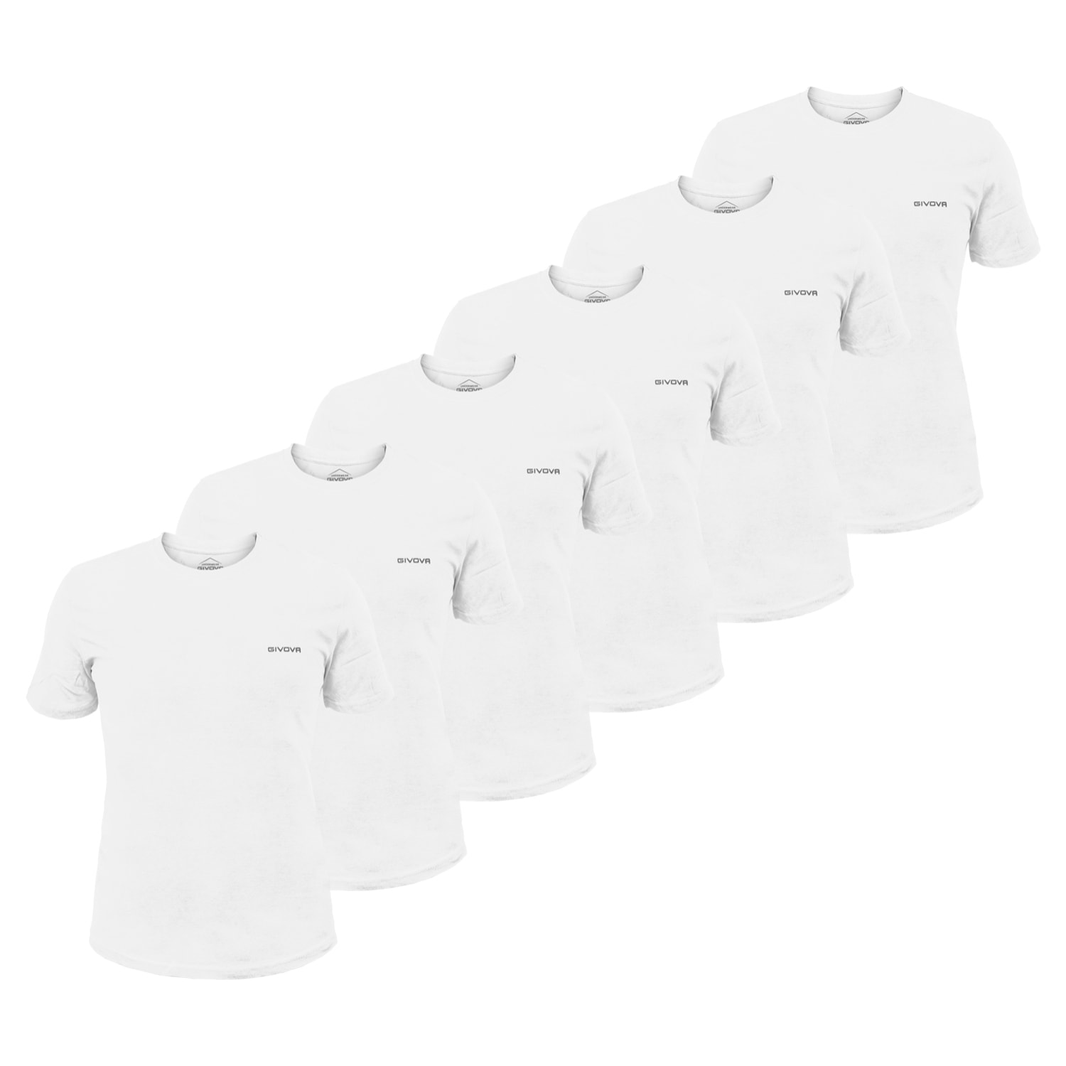 Pack 6 T-Shirt Uomo GIVOVA Cotone Bianco / Assortito