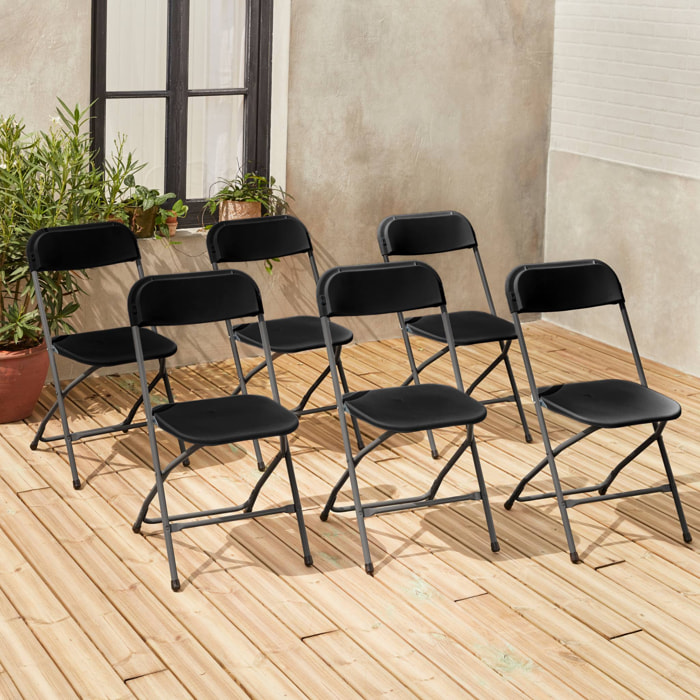 Chaises de réception pliantes – Fiesta – 6 chaises d'appoint en plastique gris foncé et métal