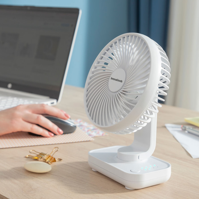 Ventilatore da scrivania ricaricabile Fanrec 3600 mAh - 13,3 W - bianco - Ø5,4'' - 14 x 18 x 7,5 cm