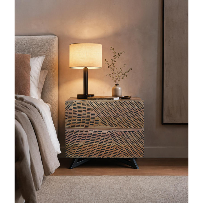 Mesitas de Noche de Madera de Acacia 57 Cm Estilo Rústico Moderno