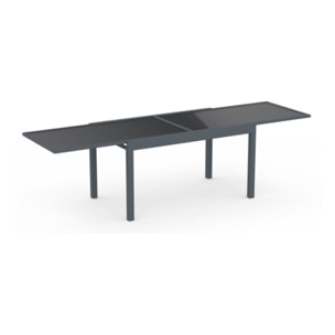 Table de jardin extensible en verre trempé gris foncé 135-270cm