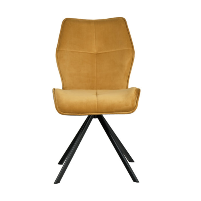 Chaise rotative 360° bicolore en velours et tissu & pieds en métal - 3 coloris - FLORENCE