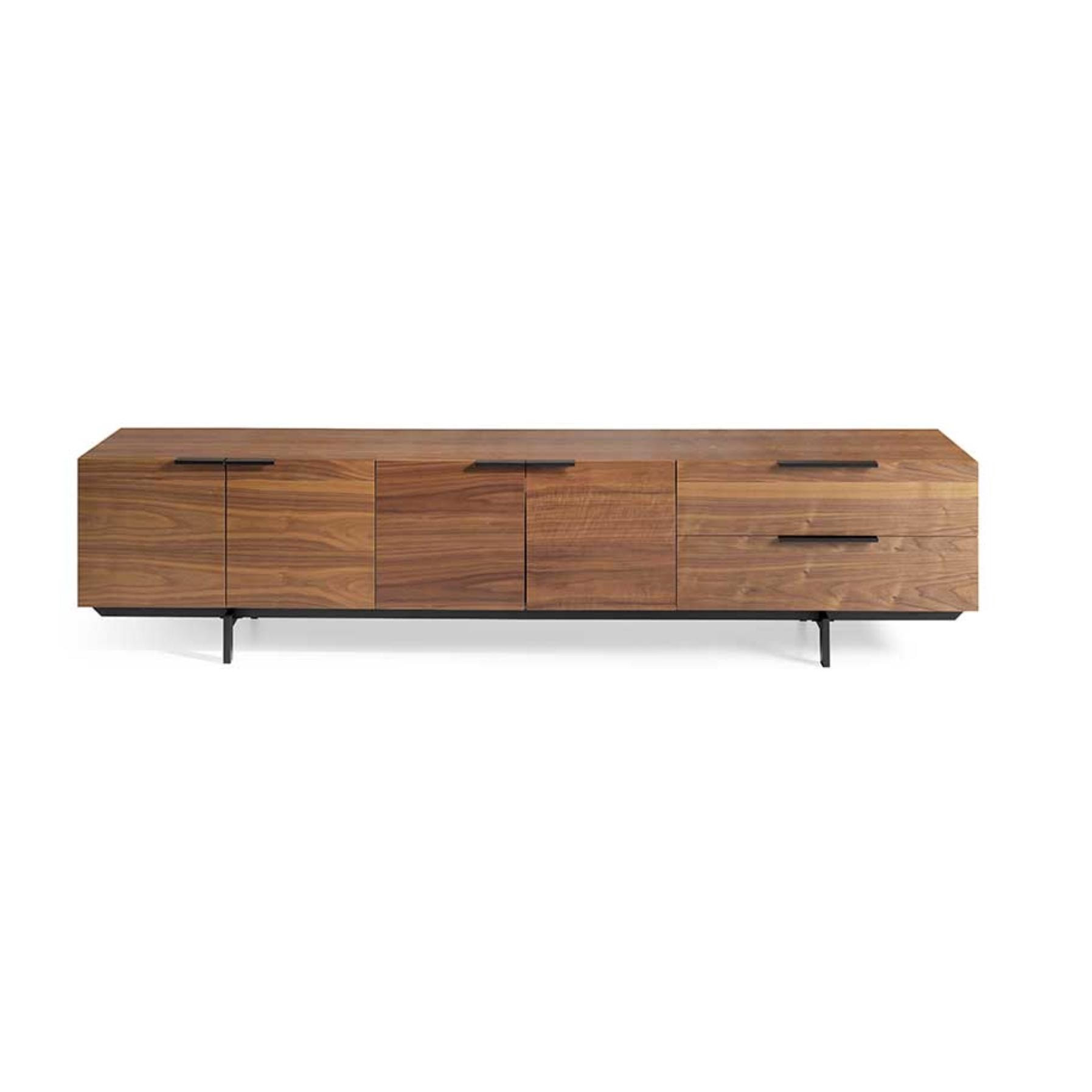 Mueble TV CERES 220 - 4 puertas y 2 cajones - nogal y negro - 240x42x55cm