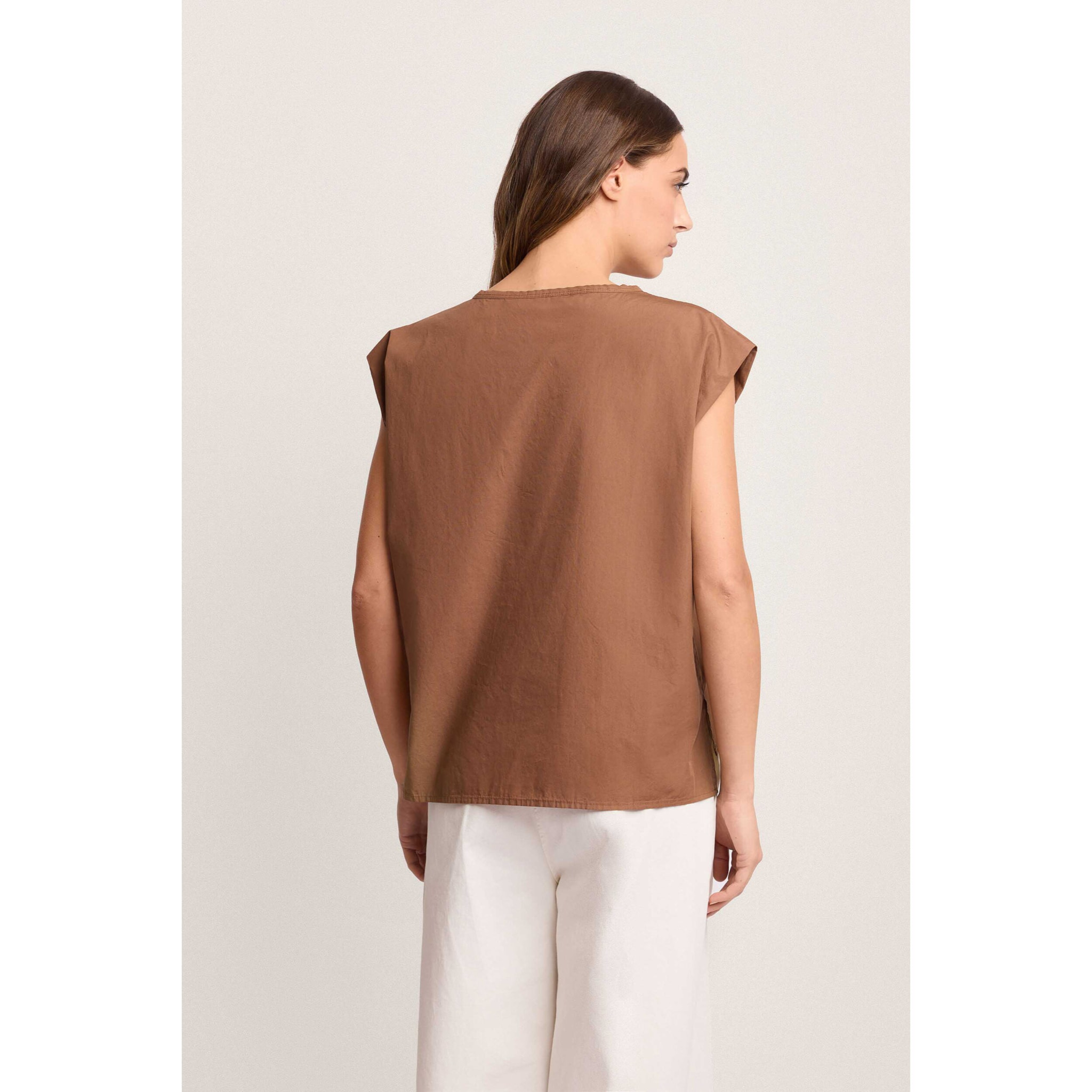 Kocca - Blusa in cotone a maniche corte Donna, Tinta unita, Girocollo