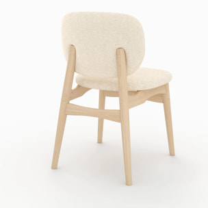Lot de 2 chaises en tissu bouclé beige - Paulette