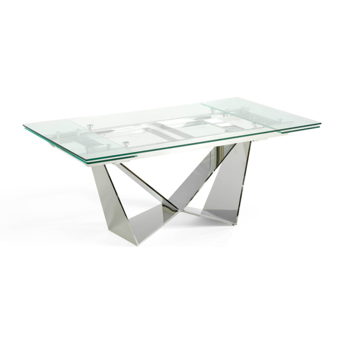 Mesa de Angel Cerda de cristal y acero 160x90x75cm