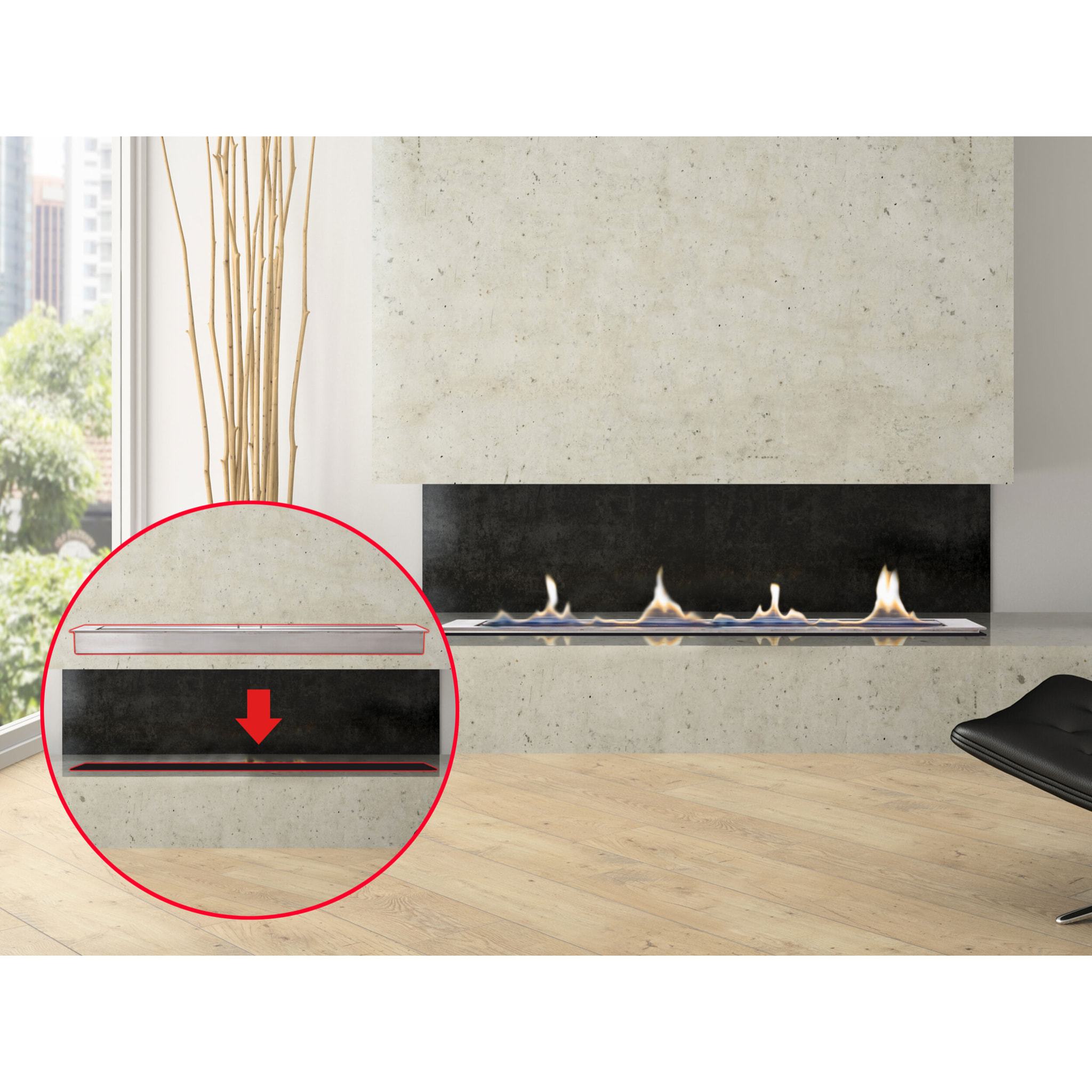 Bloque de combustión tamaño grande con fibra cerámica y regulador de llama F96150 PURLINE 7000 W