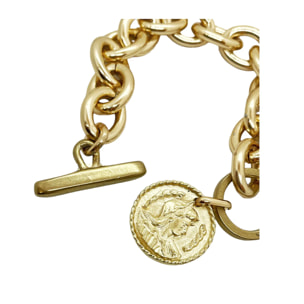 Pulsera en cadena con moneda Camp antigua en dorado