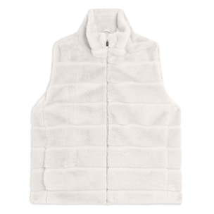 Gilet donna zip e collo alto in Pelliccia Sintetica rigata