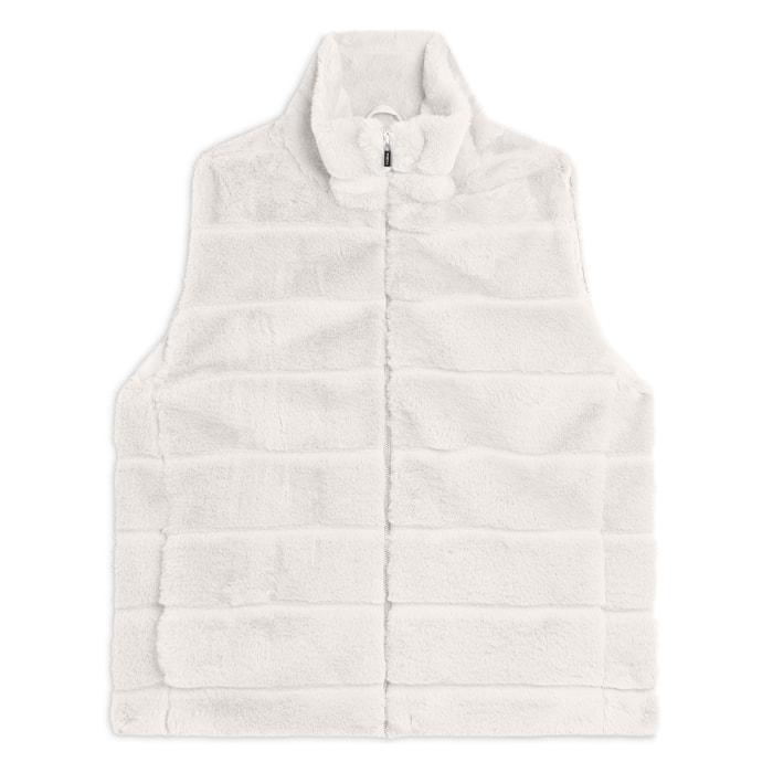 Gilet donna zip e collo alto in Pelliccia Sintetica rigata