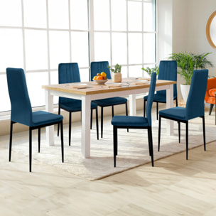 Chaises Jade en velours et pieds noirs - Bleu