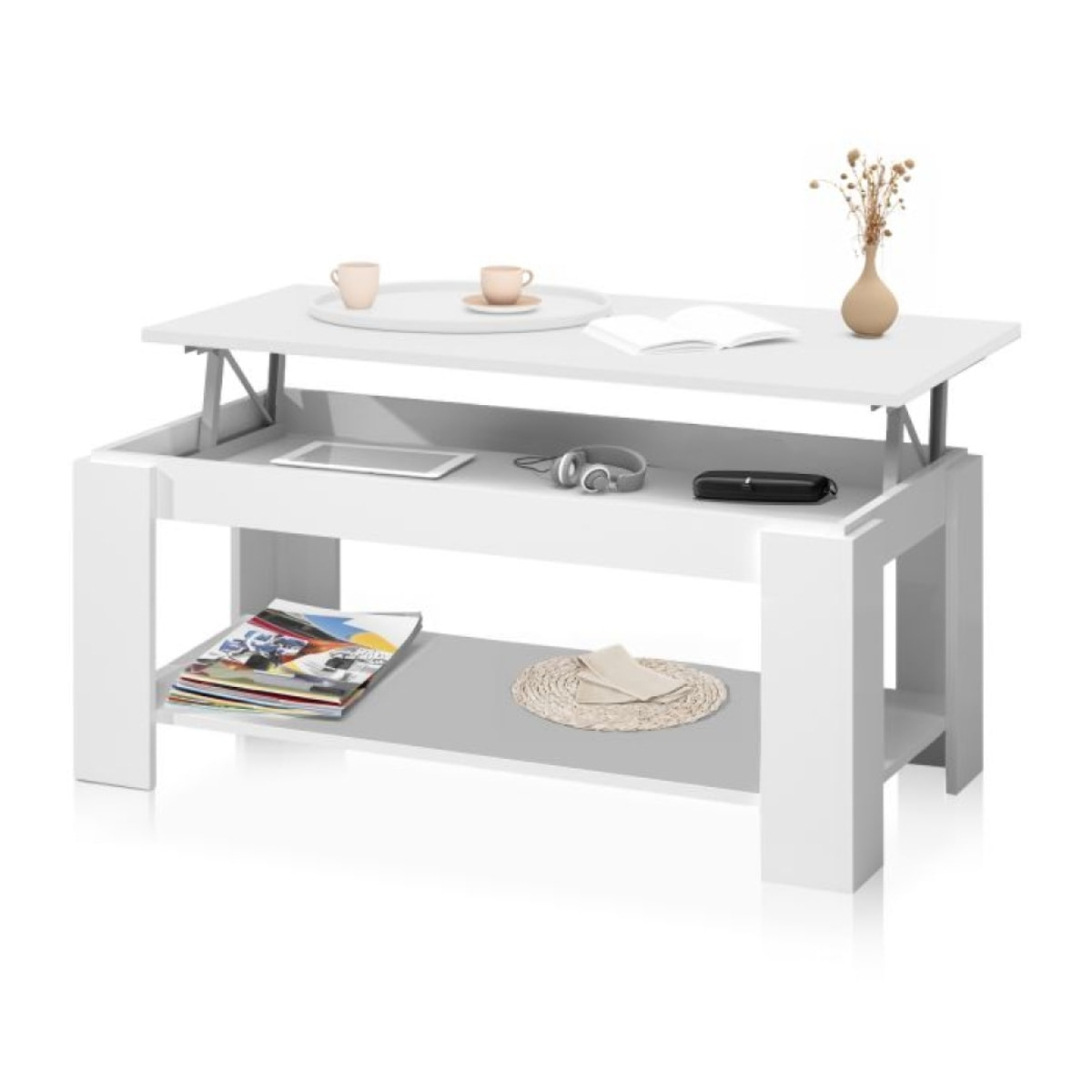 Mesa de centro elevable Lya Blanco Artik (Blanco Mate)