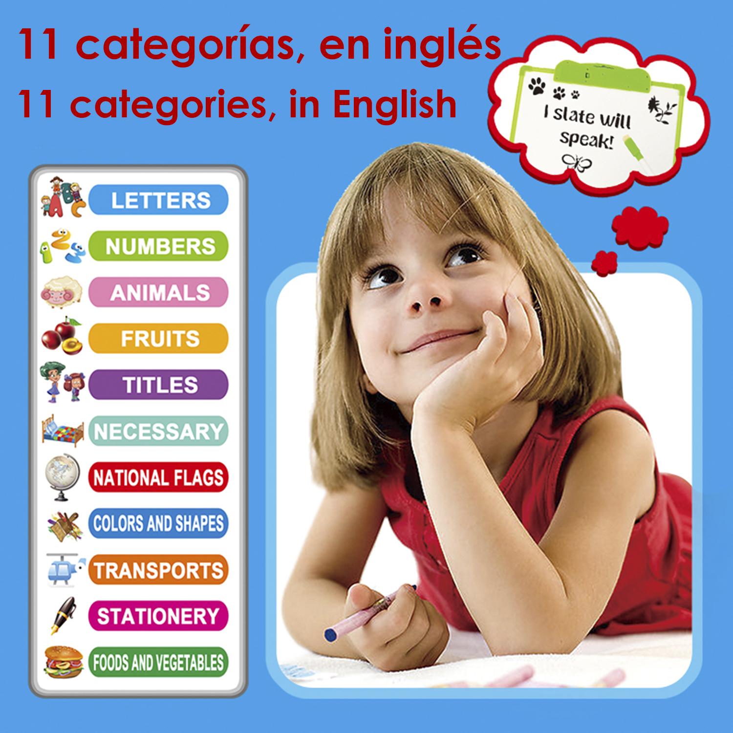 Tablero de dibujo para el aprendizaje en inglés con 11 cartas