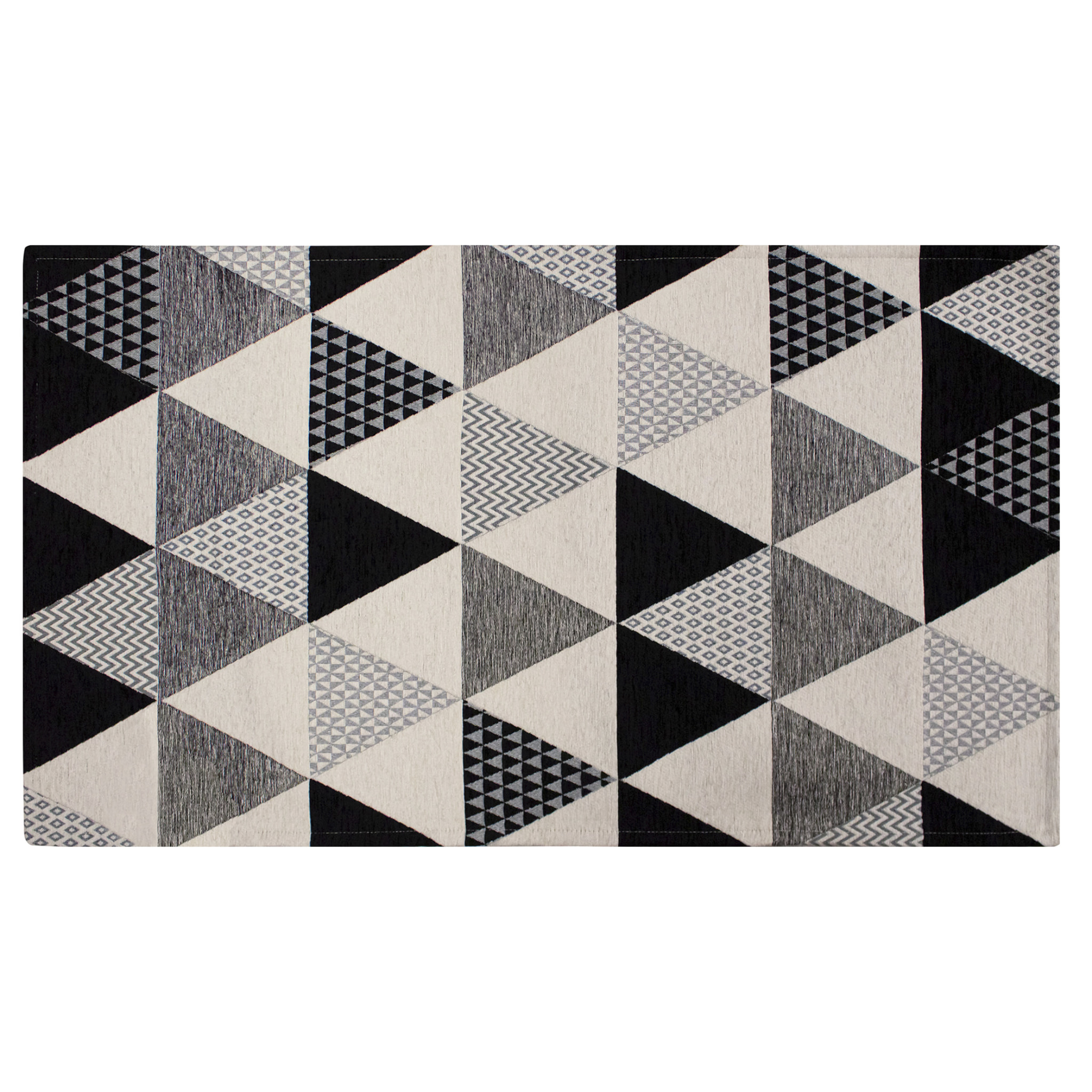 TAPPETO ARREDO TRIANGOLI NERO 65X220 CM CON ANTISCIVOLO