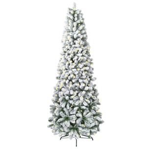 Albero Di Natale Slim Innevato "Kentucky" Con 120 Led Integrati  - Altezza 150cm - Albero Realistico in PVC - Extra Folto con 430 Rami