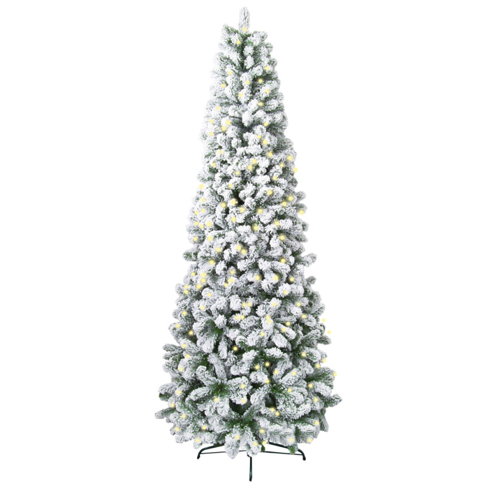 Albero Di Natale Slim Innevato "Kentucky" Con 120 Led Integrati  - Altezza 150cm - Albero Realistico in PVC - Extra Folto con 430 Rami