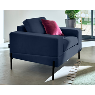 Isaure - fauteuil en velours - Bleu marine