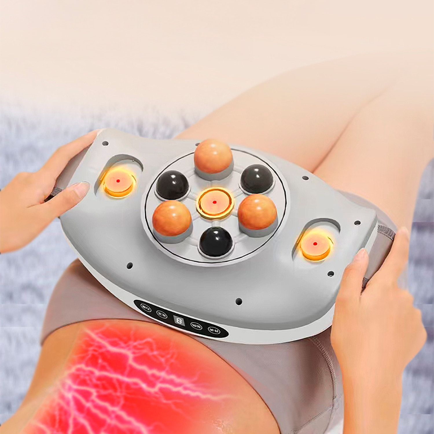 Cinturón de masaje para cintura y abdomen con compresa caliente de 3 intensidades y 2 niveles de potencia.