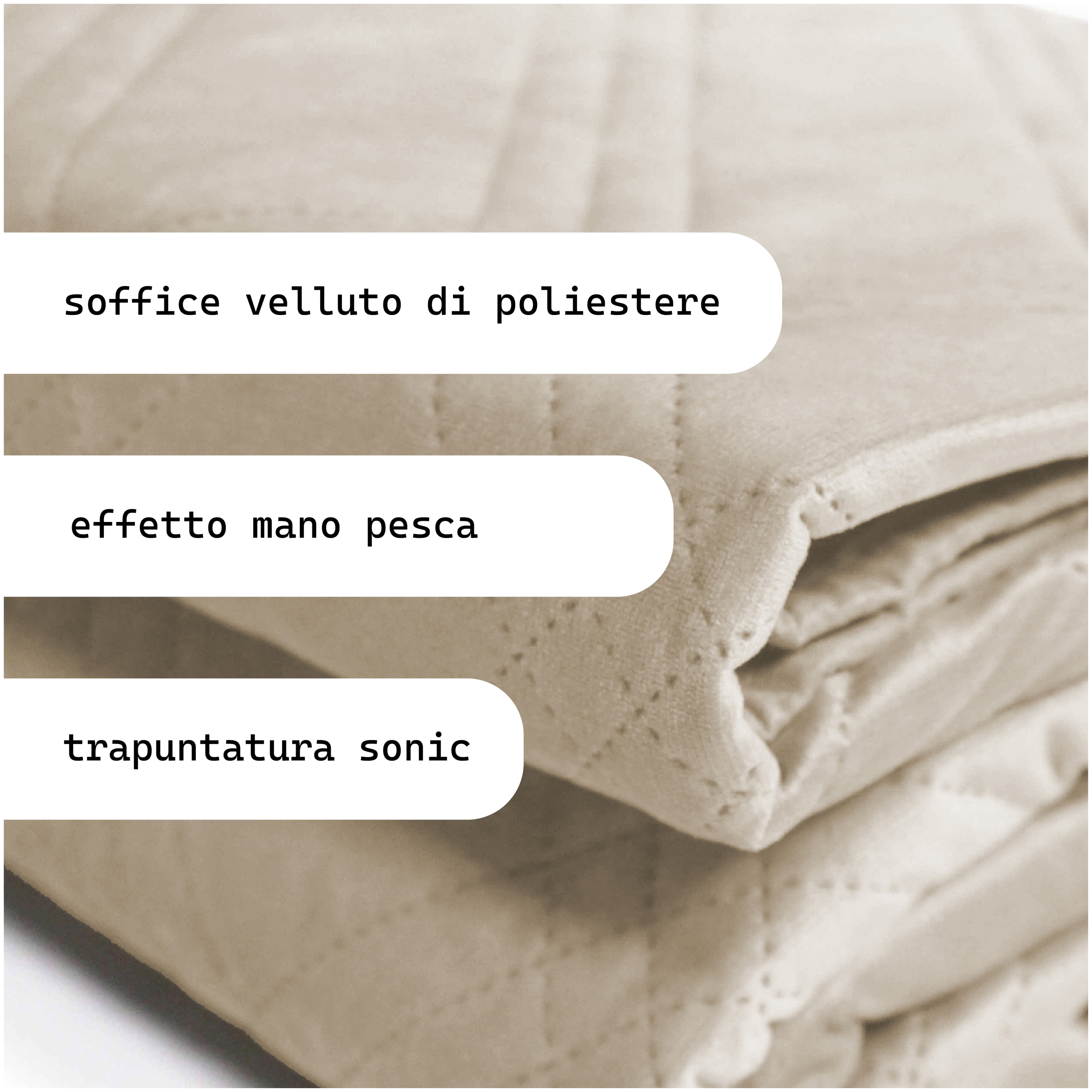 TRAPUNTINO MATRIMONIALE VELLUTO DIS. VERSAILLES BEIGE