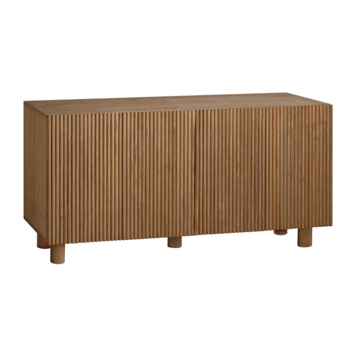 Buffet en bois de sapin et pin en ton chêne foncé 152x42cm Hauteur: 71 Longueur: 152 Largeur: 42