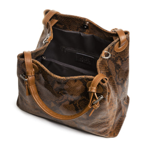 Emanuela Borsa tote Donna.Pelle autentica Camoscio Python Dollaro