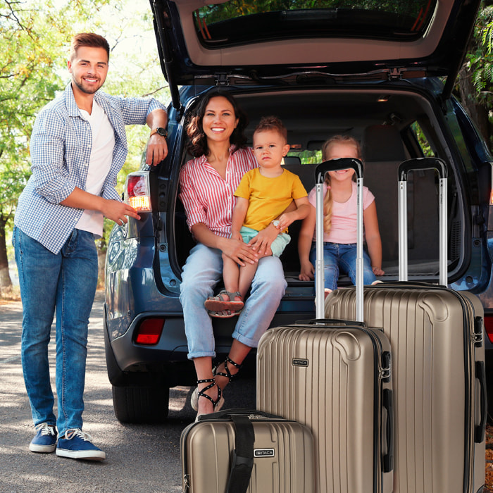 Juego De Maletas Rígidas Abs Itaca Sevron Champagne